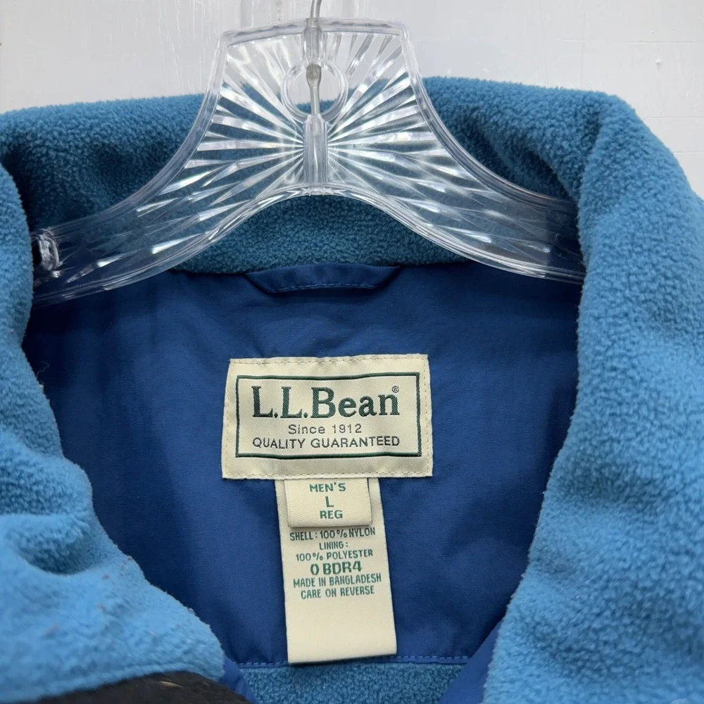 L.L. Bean blue fleece lined‎ vest men's large regular 0 BDR4